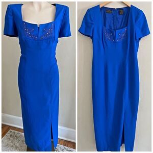 VINTAGE Liz Claiborne Night embroidered rhinestone sheath dress princess formal